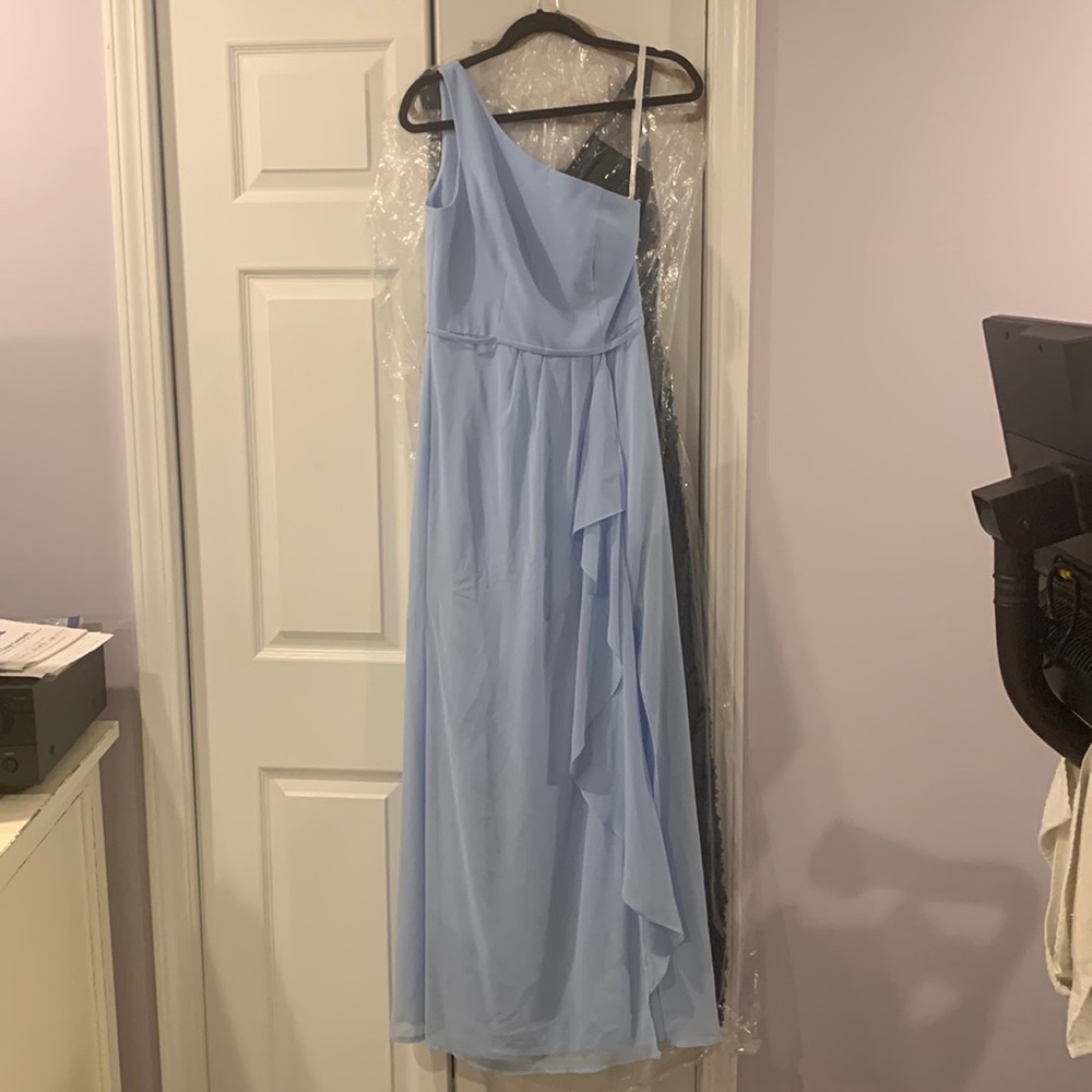 David’s bridal chiffon size four ice blue dress